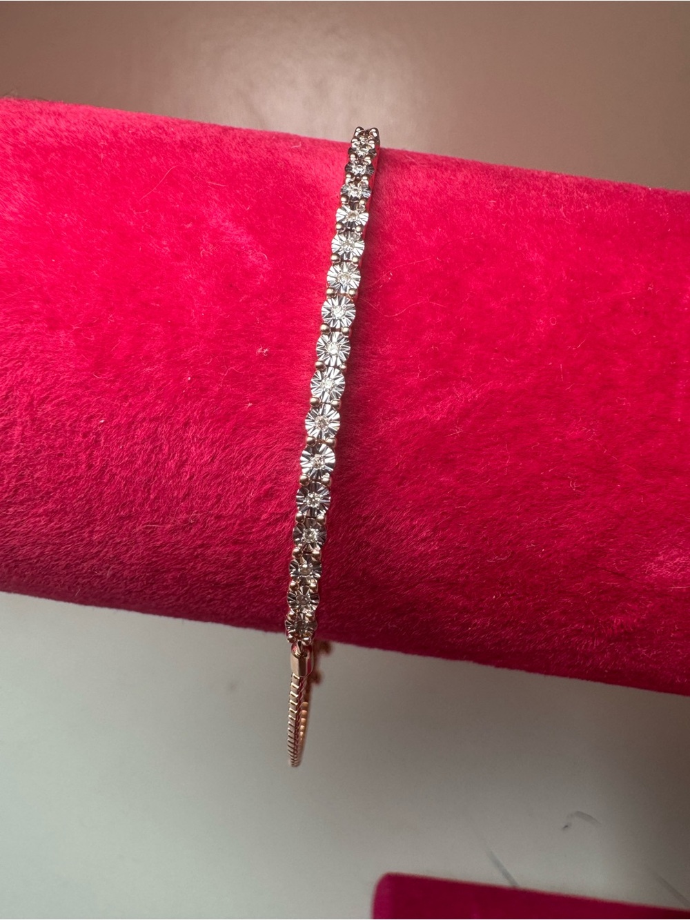 Rose Gold Plated 925 Sterling Silver Natural Diamond Adjustable Bracelet